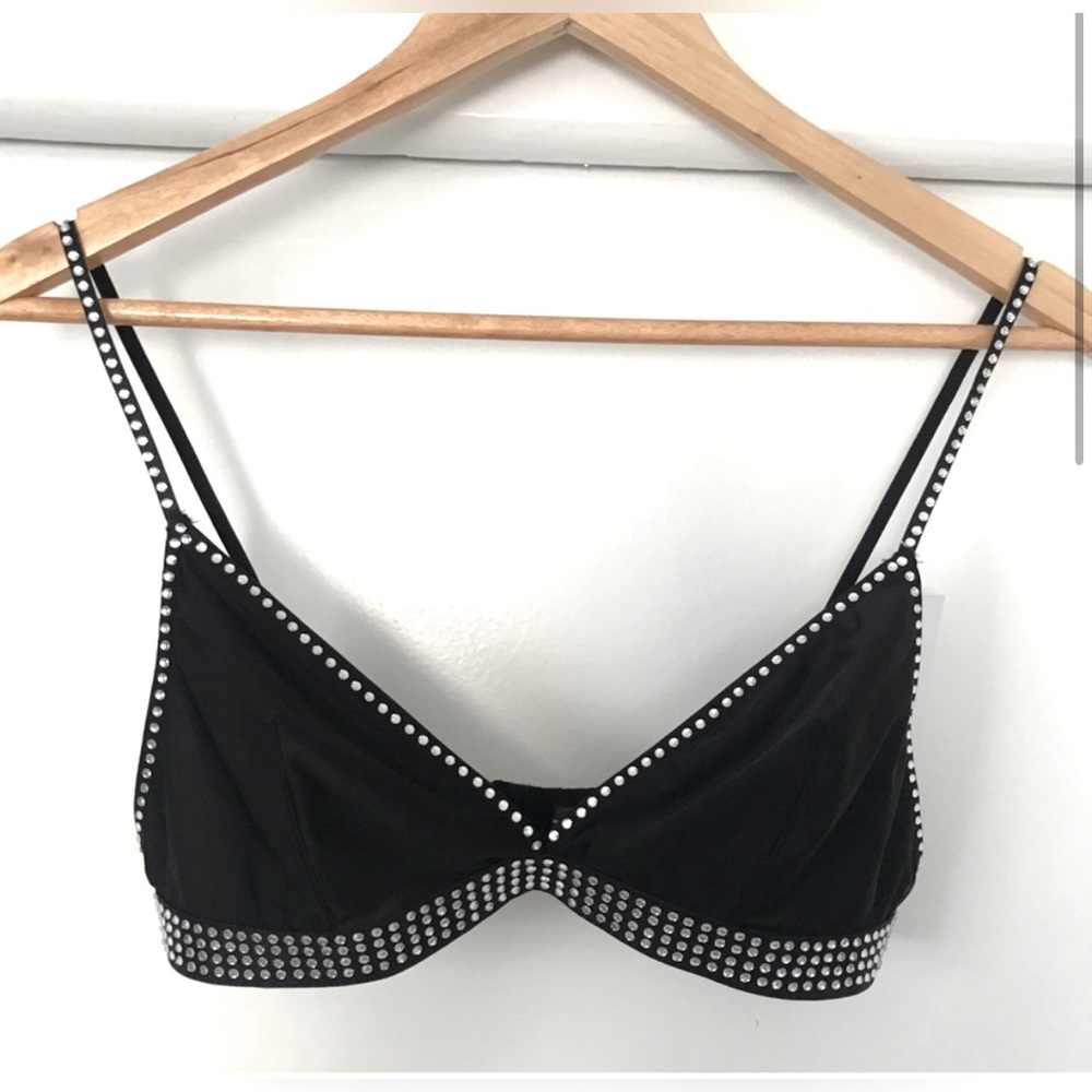 Urban Outfitters Black Gem Studded Bralette